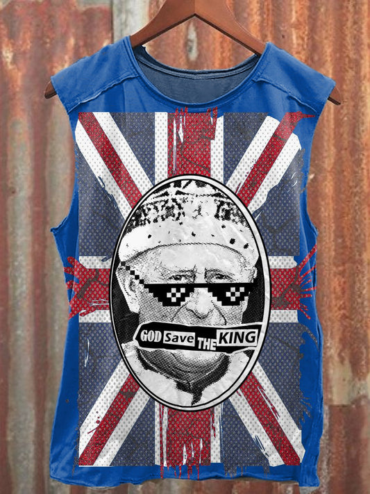 Men's Casual Union Jack Printed Tank Top