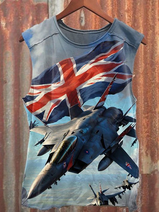 Men's Casual British Fighter Jets Printed Tank Top