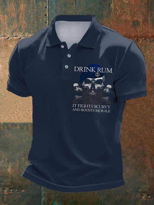 Men's Royal Navy Veteran&Rum Printed Casual Tops