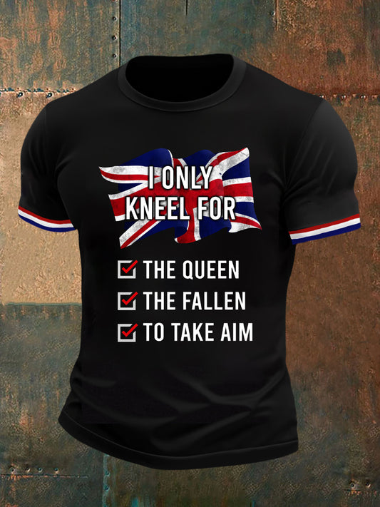 Men's Vintage British Veterans Memorial Art Print Casual T-Shirt
