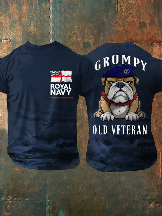 Men's Royal Navy Grumpy Old Veteran Printed T-shirt