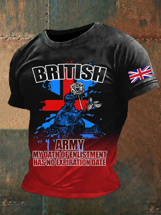 Men's Retro British Culture Art Print Casual Short Sleeve T-Shirt