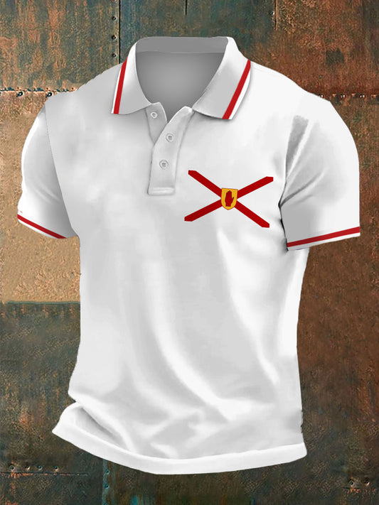 Men's Northern Ireland print Polo Neck Plunger Short Sleeve T-Shirt