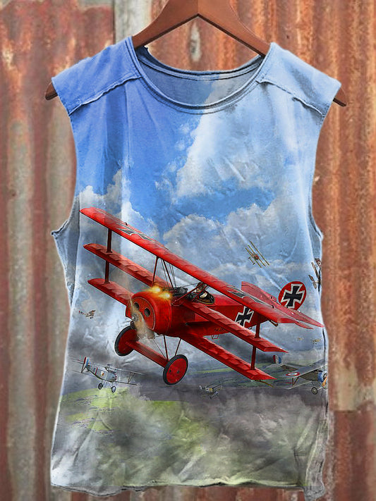 Men's Casual British Fighter Jets Printed Tank Top