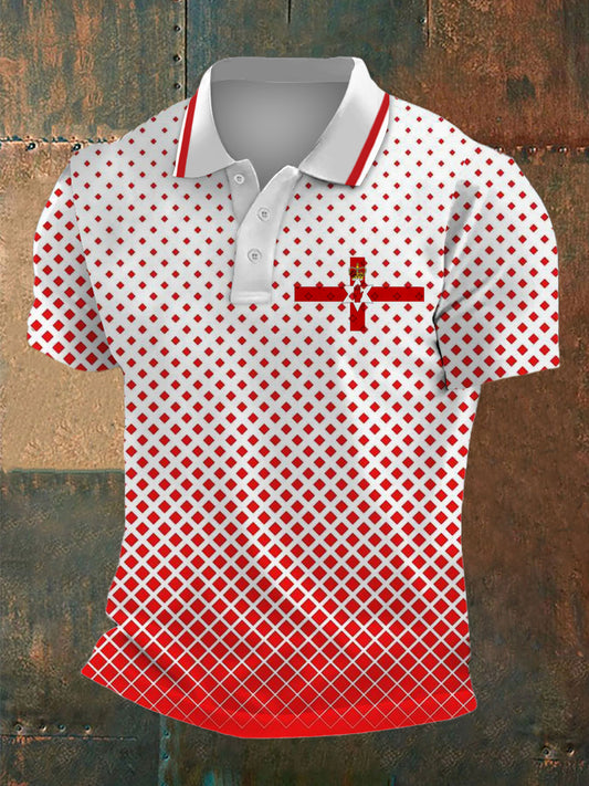 Men's Northern Ireland Print Polo Neck Plunger Short Sleeve T-Shirt