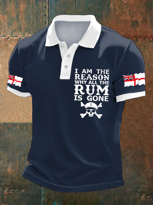 Men's Royal Navy Veteran Rum Lover Printed Casual Tops