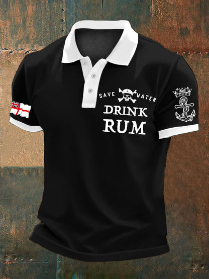 Men's Royal Navy Veteran Rum Lover Printed Casual Tops
