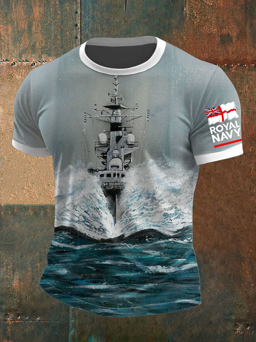 Men's Royal Navy Veteran Battleship Printed T-shirt