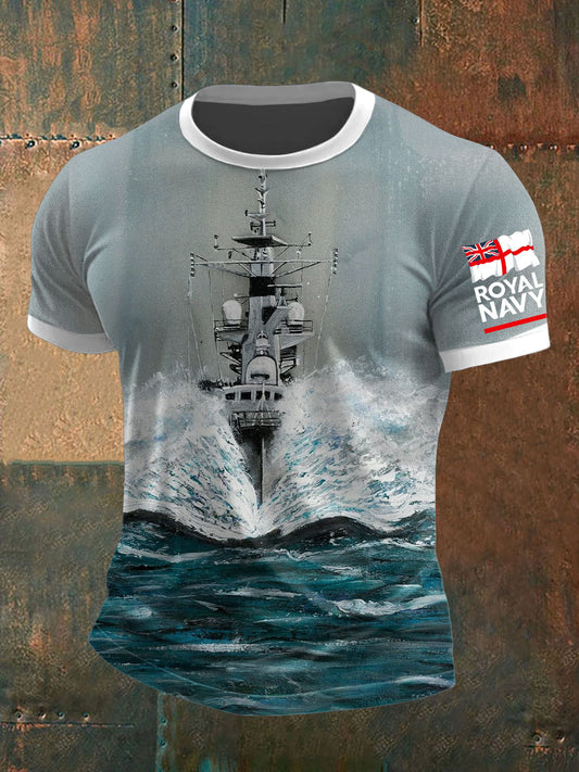 Men's Royal Navy Veteran Battleship Printed T-shirt