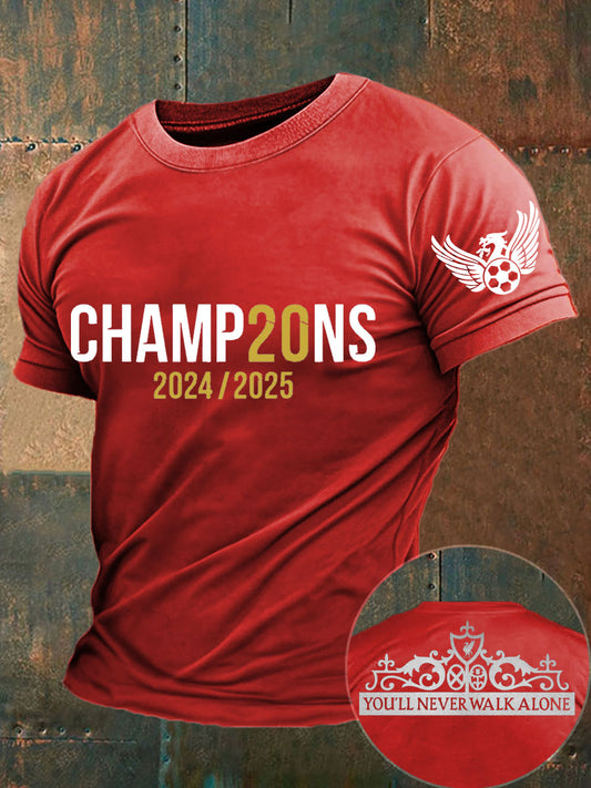 Men's Football 24/25 20th Champion Printed T-shirt