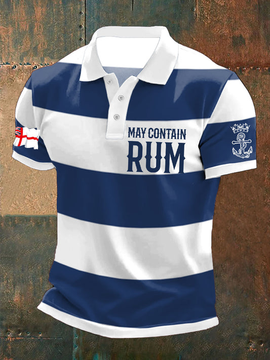 Men's Navy Veteran Rum Lover Printed Casual Tops
