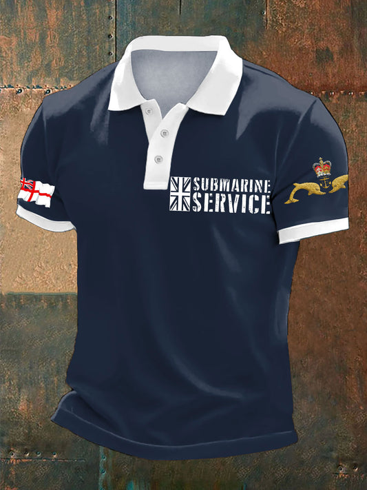Men's Navy Veteran Submarine Printed Casual Tops