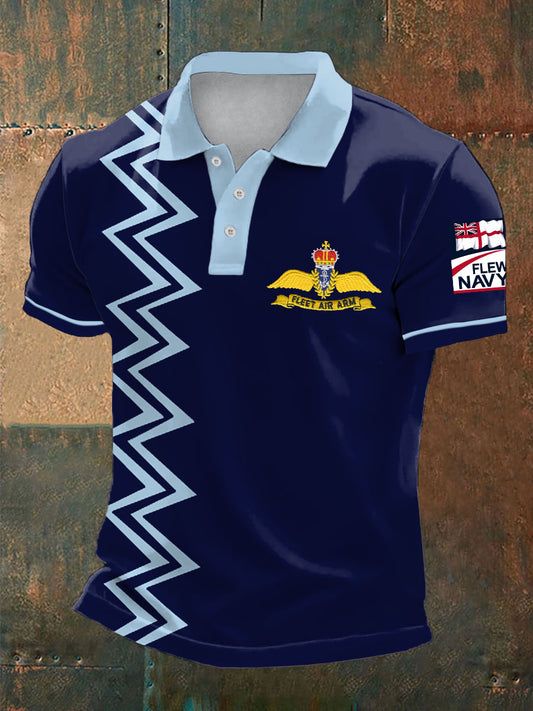 Men's Navy Veteran FFA Printed Casual Tops