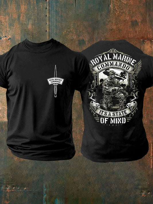 Men's Navy Veteran Marine Commando Printed Casual Tops