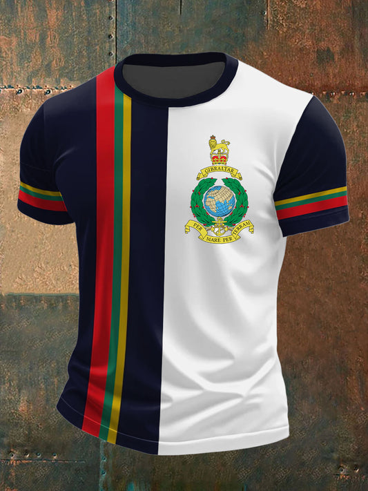 Men's Navy Veteran Marine Printed Casual Tops