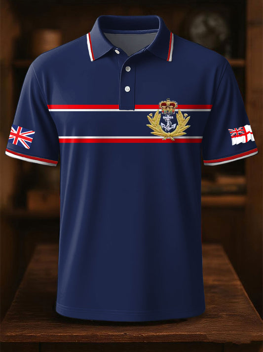 Men's Navy Veteran Printed Casual Tops