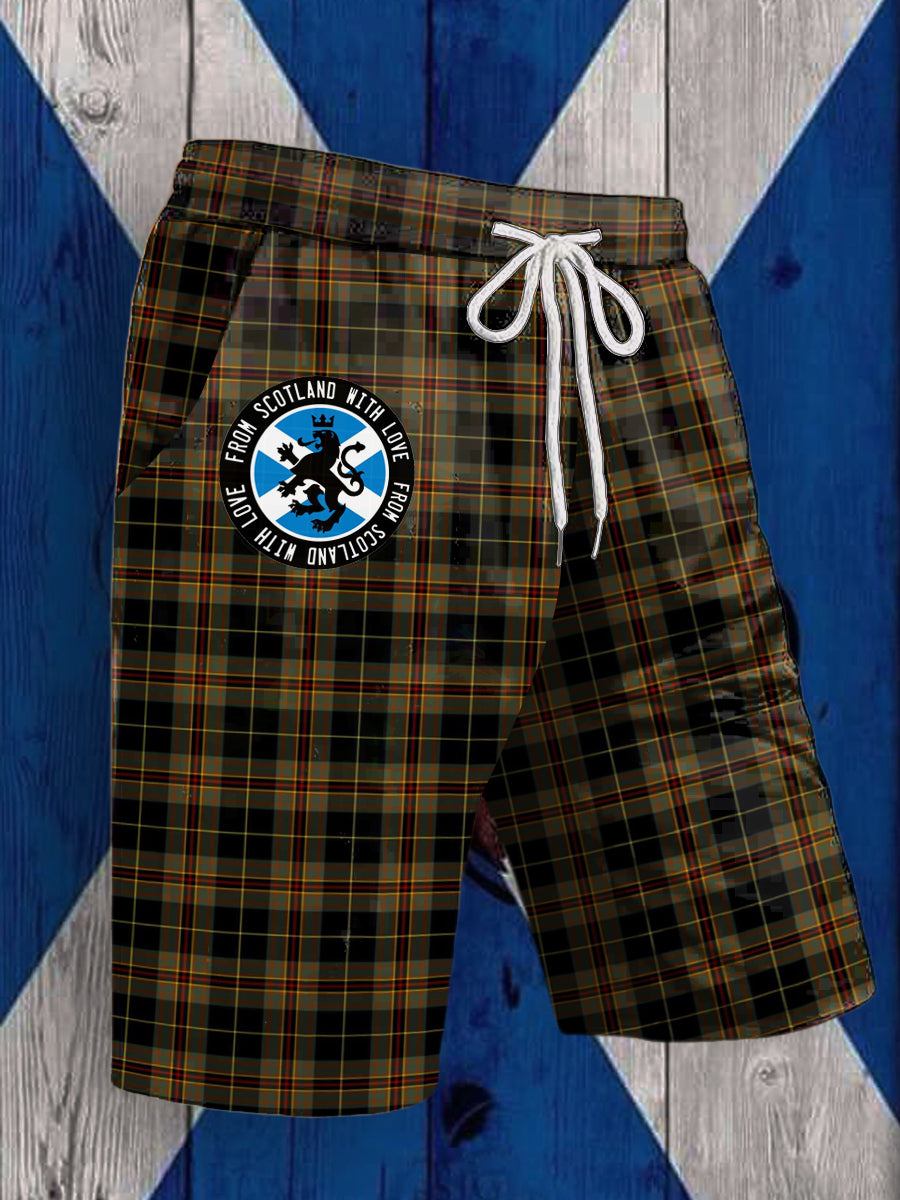 Men's Scotland Tartan Printed Drawstring Shorts