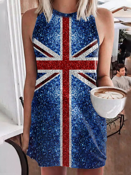 Women's Shiny UK Flag Pride Printed Dress