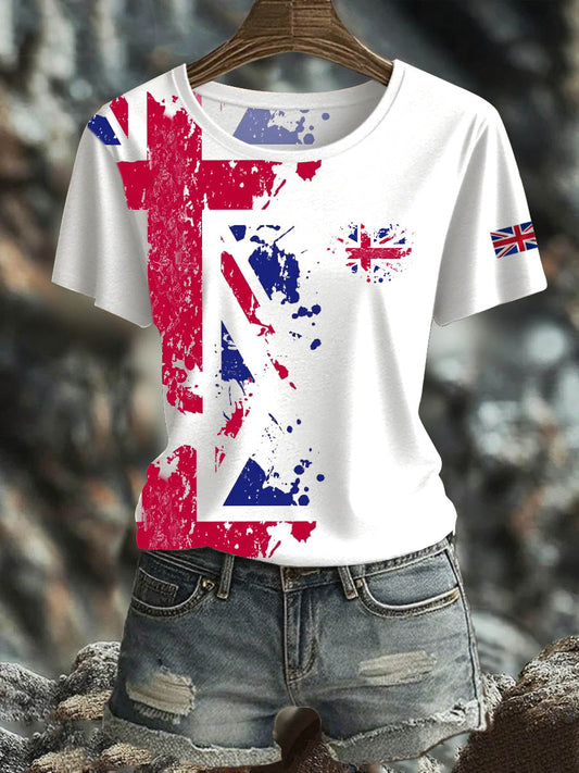 Women's British Short-Sleeved Printed T-shirt