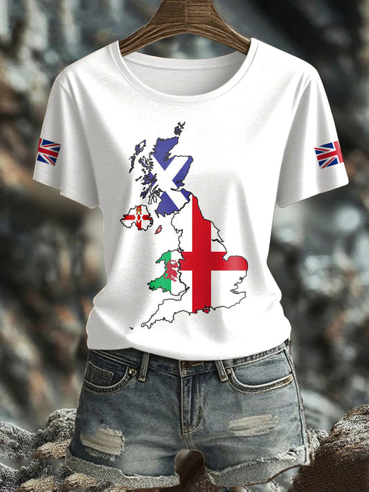 Women's UK Flag Printed T-shirt