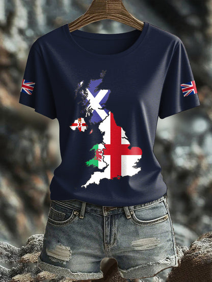 Women's UK Flag Printed T-shirt