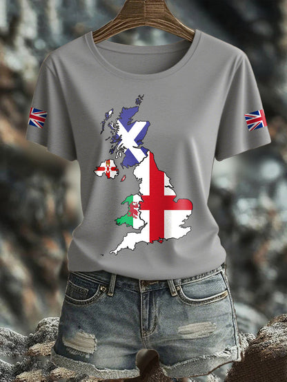 Women's UK Flag Printed T-shirt