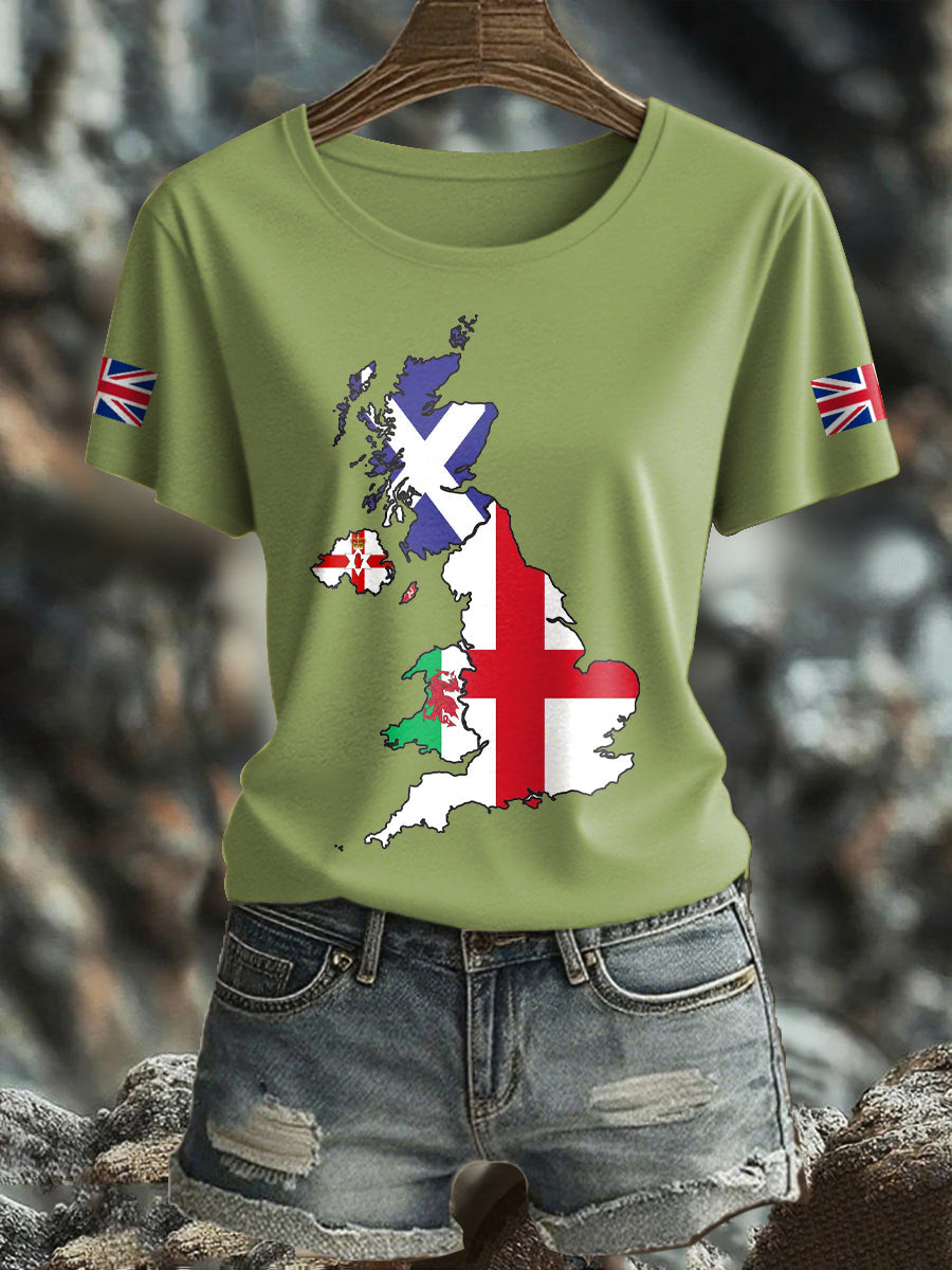 Women's UK Flag Printed T-shirt