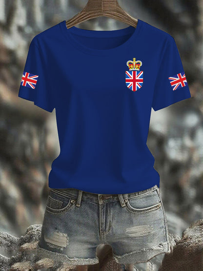 Women's Vintage England Flag Casual Printed T-Shirt
