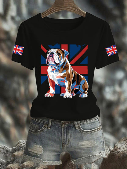 Women's Vintage England Flag Casual Printed T-Shirt