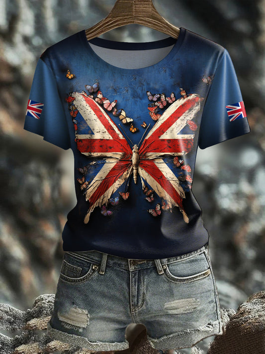 Women's UK Flag Art Printed T-shirt