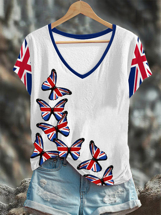 Women's Union Jack Butterfly Short-sleeved T-shirt