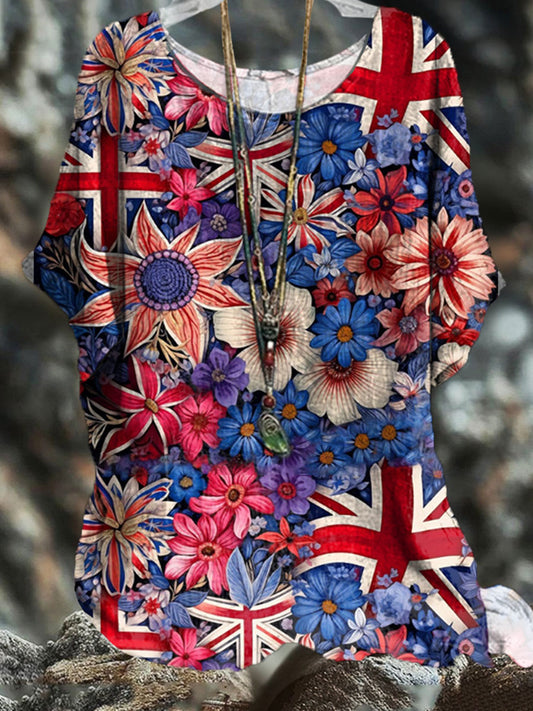 Women's UK Flag Art Printed T-shirt