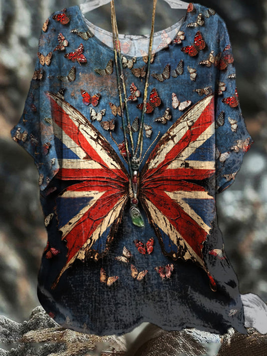 Women's UK Flag Art Printed T-shirt