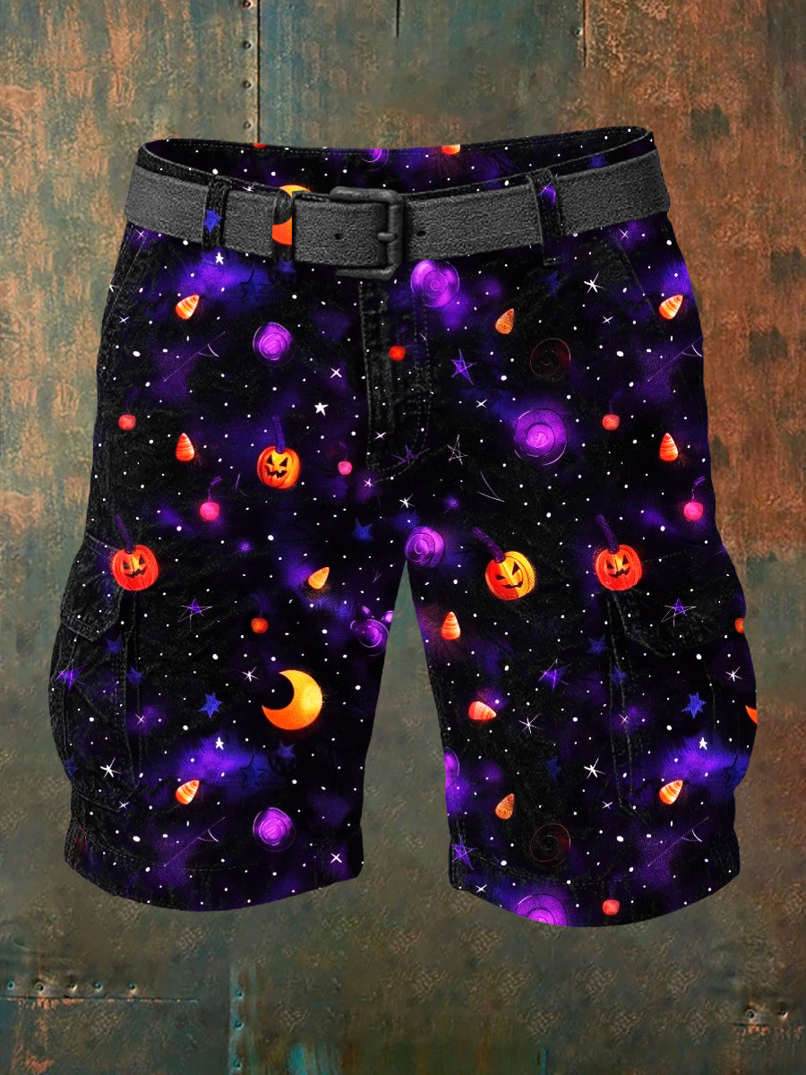 Men's Retro Halloween Art Print Casual Shorts
