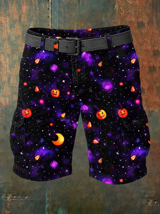 Men's Retro Halloween Art Print Casual Shorts