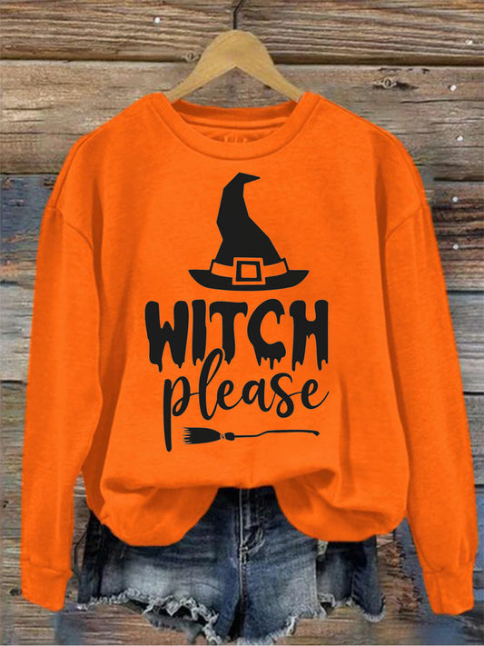 Women's Witch Please Halloween Print Sweatshirt