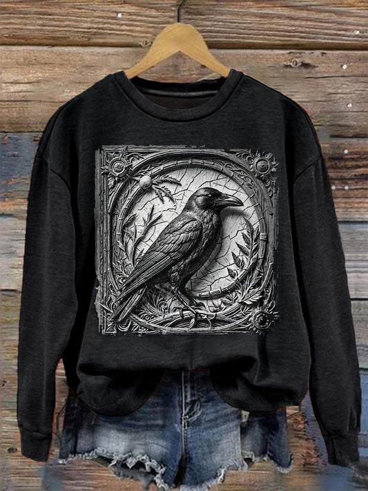 Women's Halloween 3D Gothic Crow Sweatshirt