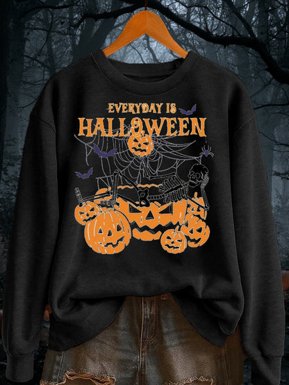 Women's Halloween Pumpkin Print polyester sweatshirt