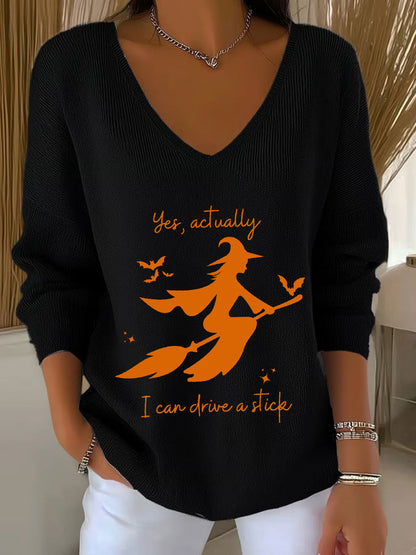 Women's Witch "Yes, I Can Drive A Stick" printed top
