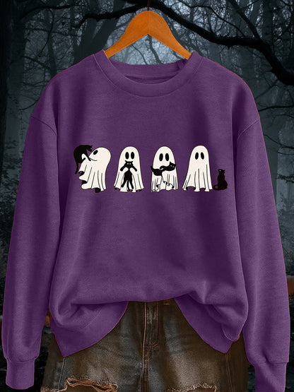 Women's Vintage Halloween Ghost Cat sweatshirt