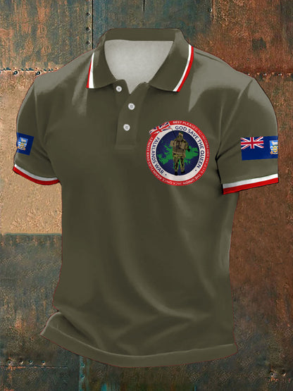 Men's Falklands War UK Flag Printed Casual Tops