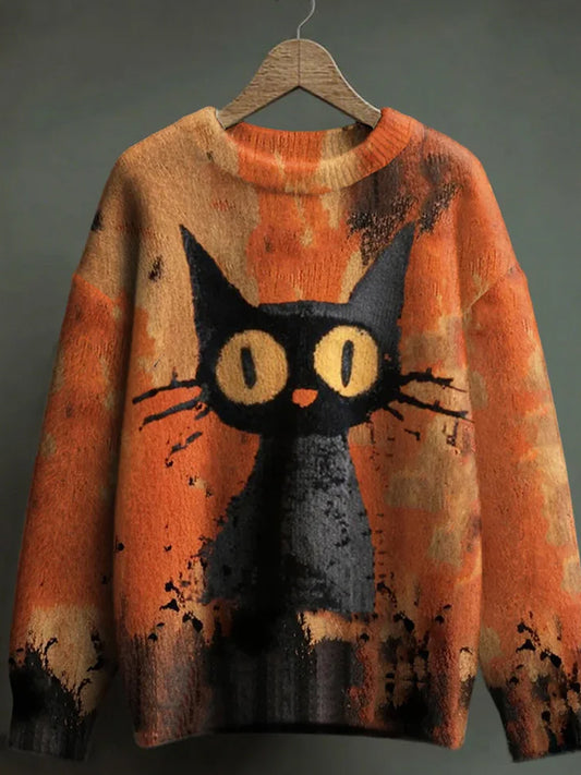 Women's Vintage Animal Print Comfort Casual Sweater