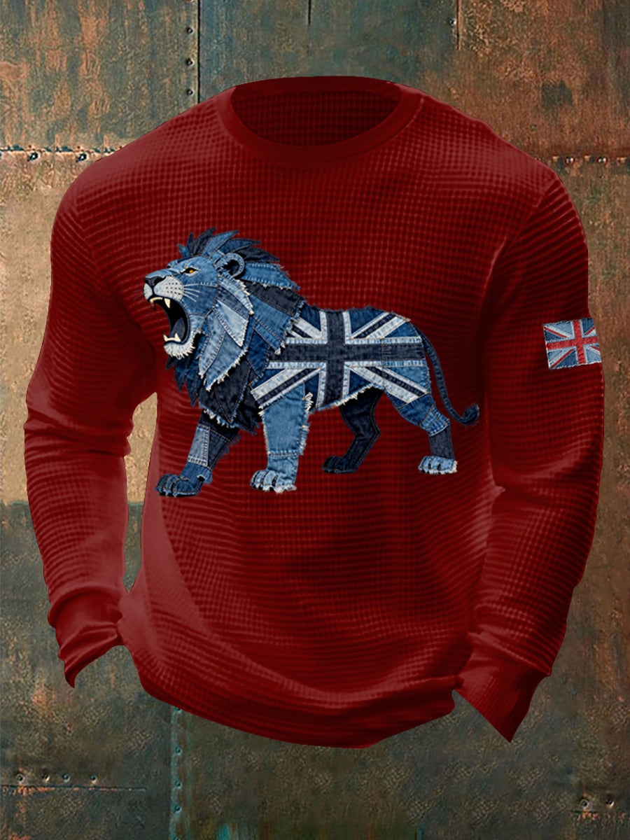 Men's British Faux Denim Waffle Top