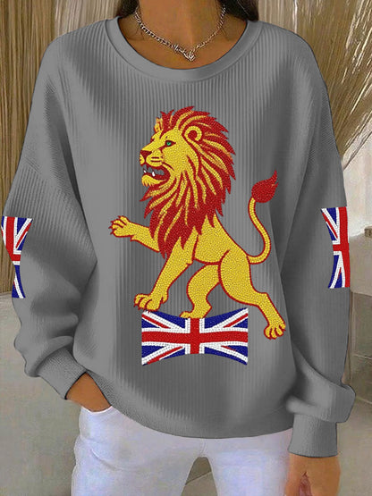 Women's British imitation diamond hot-drilling Printed  Printed Tops