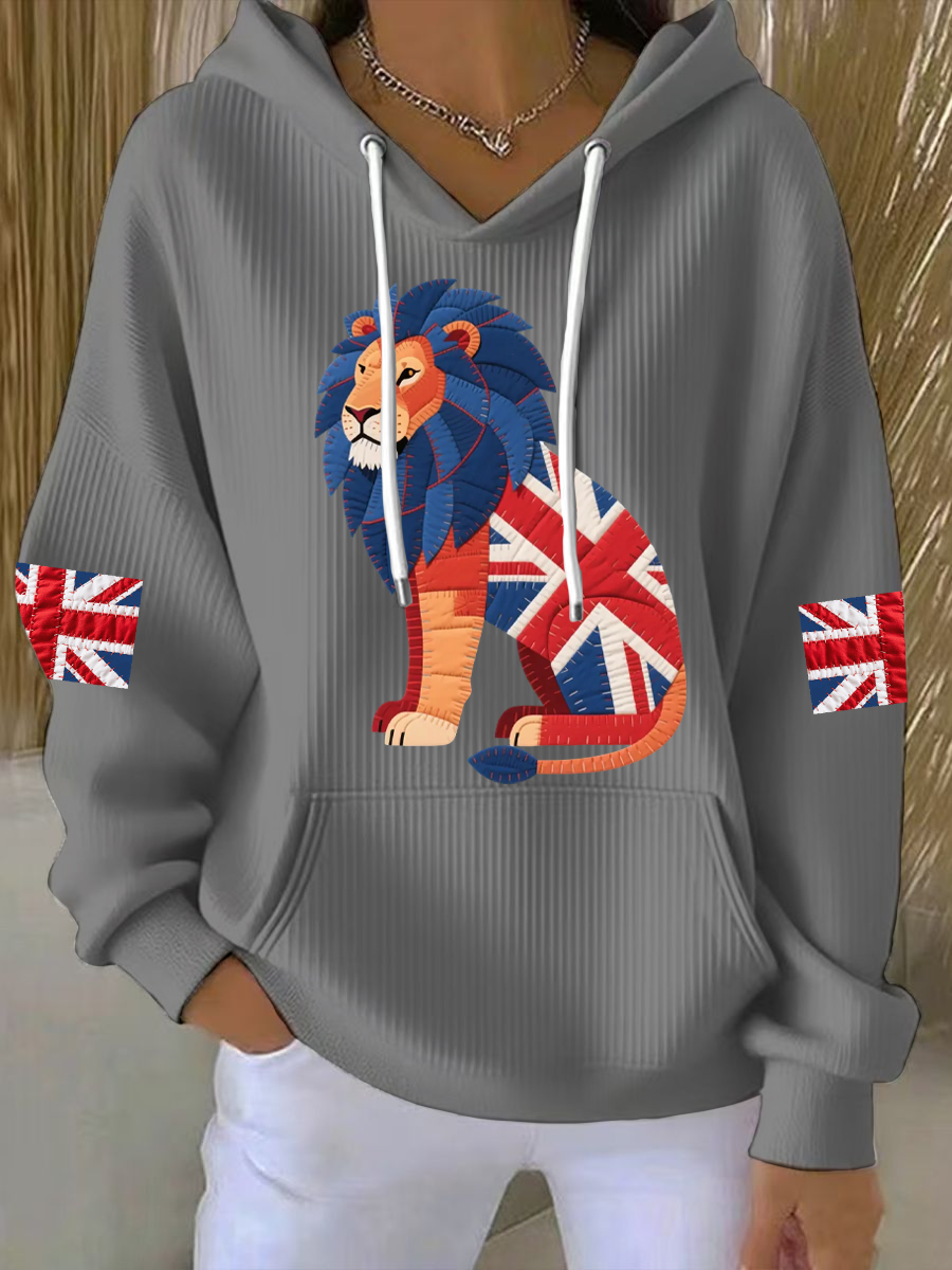Women's British patchwork lion Printed Tops