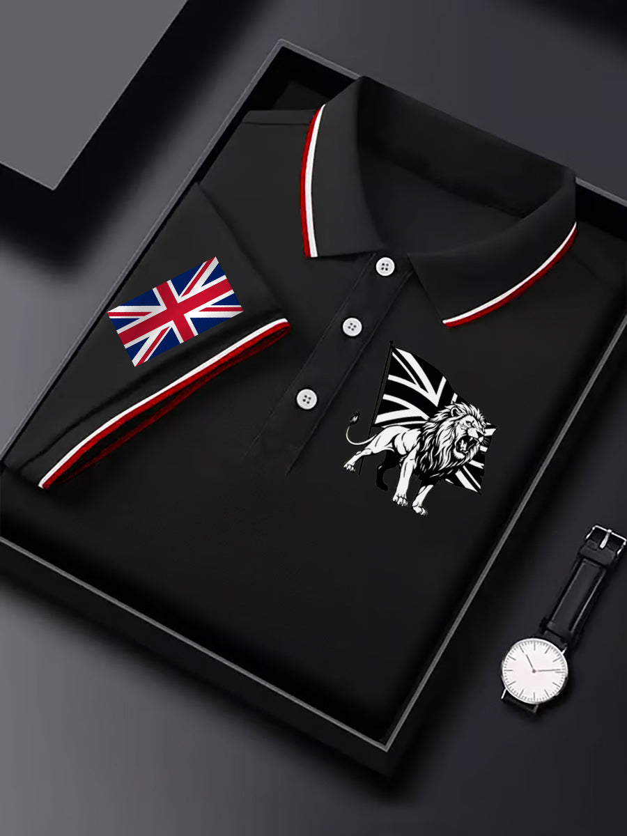 Men's Vintage England Flag Lion Printed Shirt