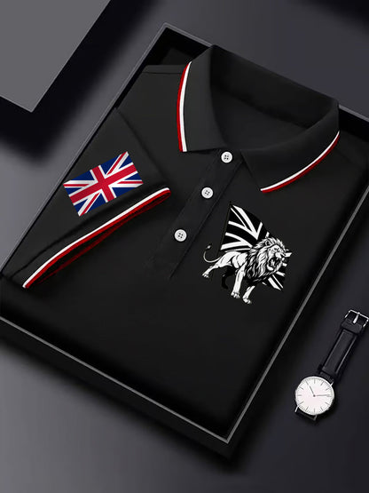 Men's Vintage England Flag Lion Printed Shirt