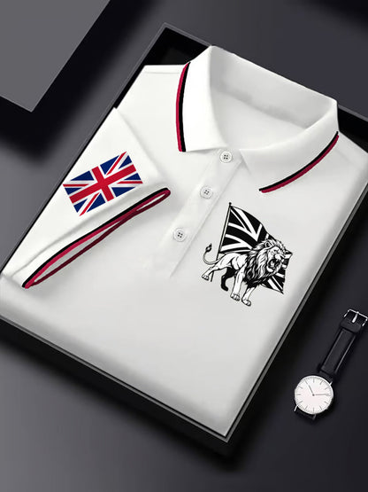 Men's Vintage England Flag Lion Printed Shirt