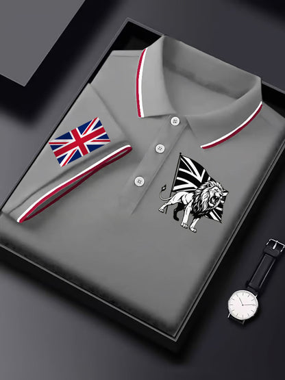 Men's Vintage England Flag Lion Printed Shirt