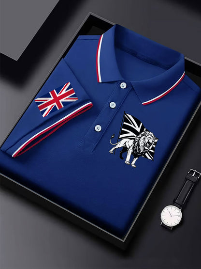 Men's Vintage England Flag Lion Printed Shirt